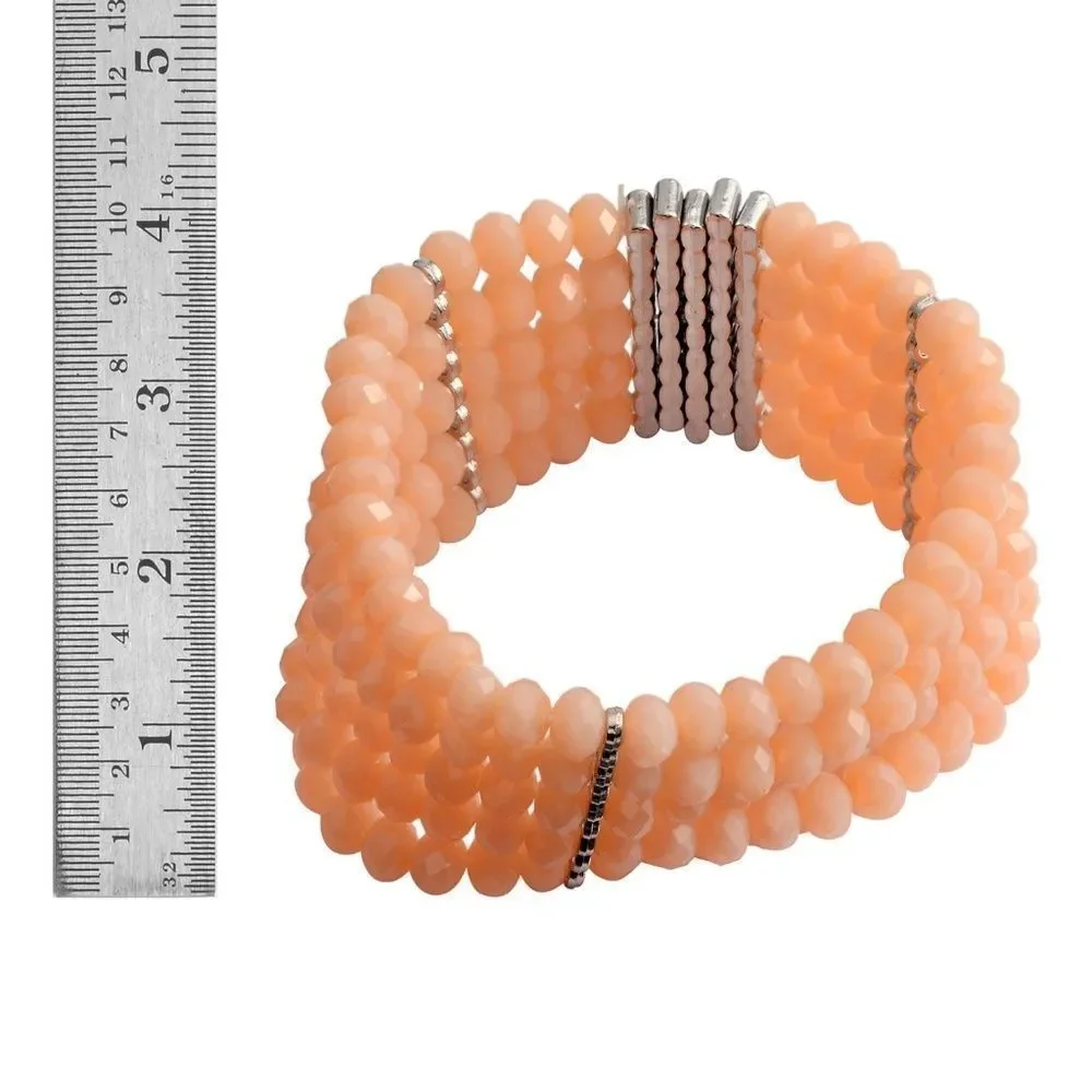 Simulated Citrine Austrian Crystal Silvertone Bracelets (Stretchable)